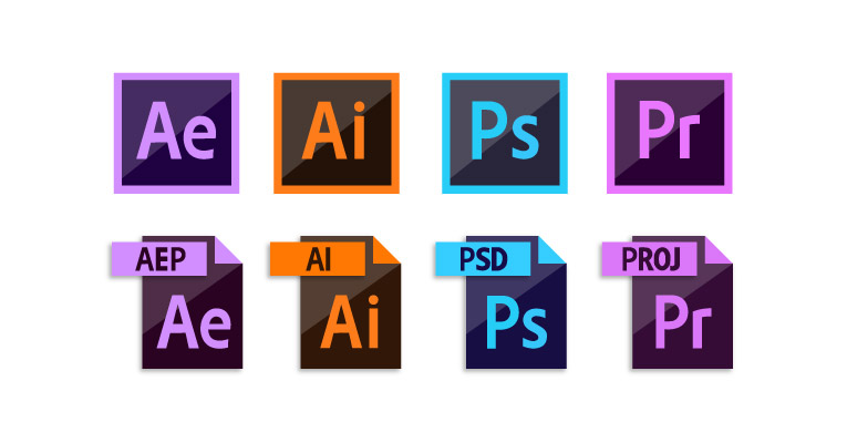 دانلود وکتور رایگان آیکن نرم افزارهای adobe